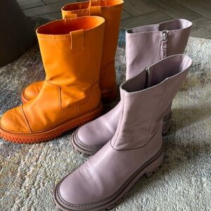 Bundle 2 pairs of Schutz boots size 8.5 purple, size 9 orange